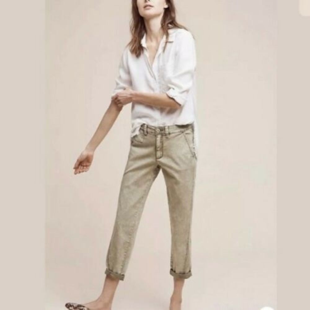 Chinos‎ By Anthropologie Pale Green Crop Pant